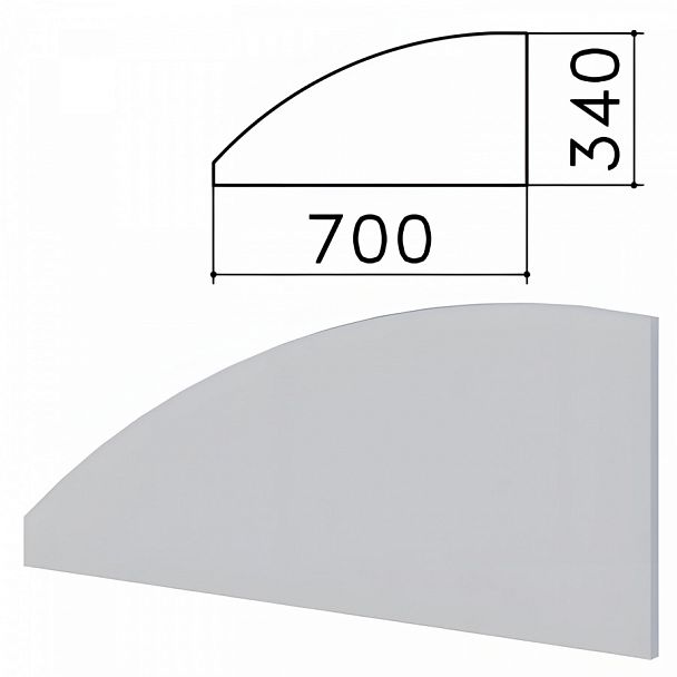 Экран-перегородка "Монолит", 700х16х340 мм, БЕЗ ФУРНИТУРЫ (код 640237), серый, ЭМ23.11 - Вид 1