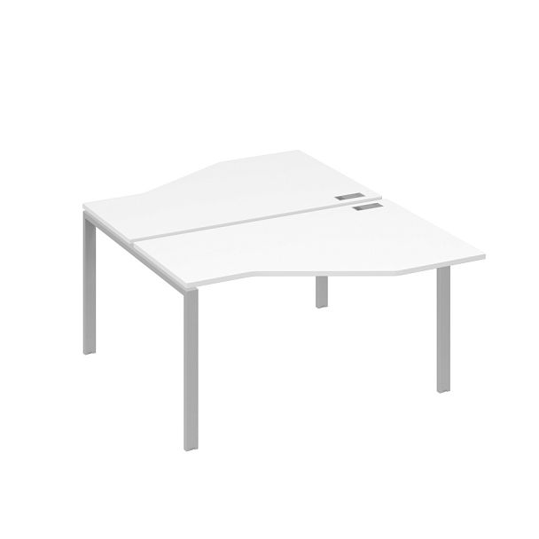 Рабочая станция (2х140) со столами Техно на каркасе UNO A4 А4 Б1 187 БП белый премиум / металлокаркас серый - Вид 1