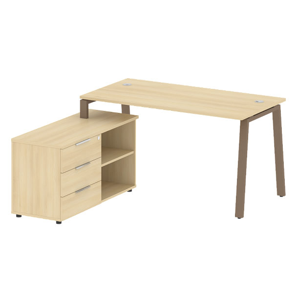 Metal System Р. ст. с тумбой на А-образном м/к БА.РС-СТС-2.3 (L) Акация/Мокко металл 1500*1520*750 - Вид 1