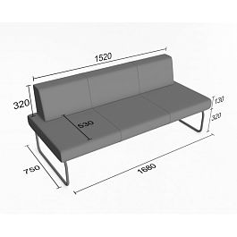 (sle-d3bbp) Диванная секция Слендер В тройная, без подлокотников - Фото предпросмотра