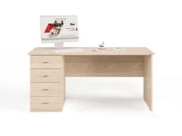 UNITY РС06-16 L ДУБ СОНОМА Стол однотумбовый 1600х600х750 - Фото предпросмотра