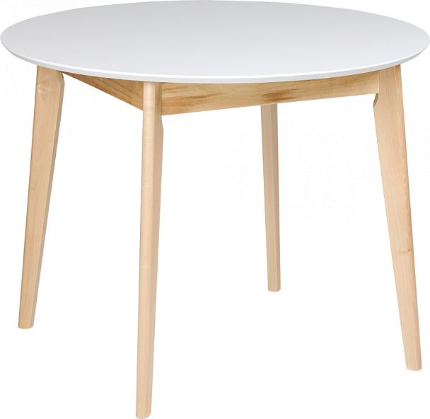 Стол деревянный круглый раскладной Норден D100 Белый/Натуральный - Вид 1