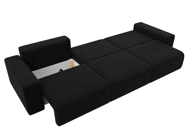 Диван прямой Лига-036 Классик Лонг Микровельвет черный - Вид 9