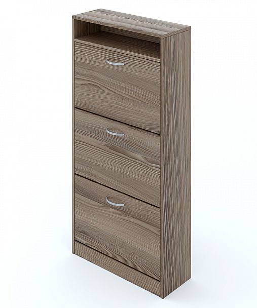 Обувница "Тумбы под ТВ  для гостиной"  ПК-МКП-ГЛШ124Х60Я3-В1-1155 ясень рибейра - Вид 1