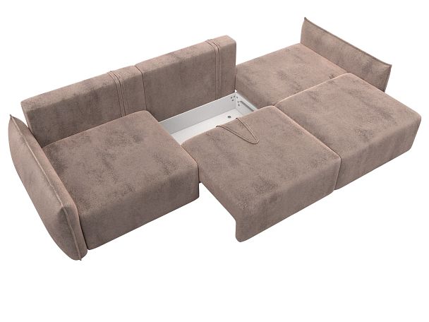 Диван прямой Лига-051 НПБ Лонг Велюр бежевый - Вид 8