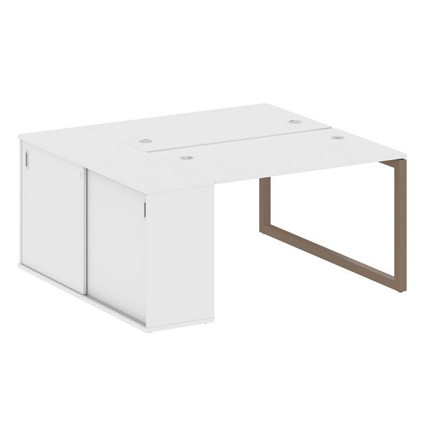 Metal System Quattro Р. ст. с шкафом-купе на О-образном м/к 50БО.РС-СШК-1.2 Т Белый/Мокко металл 1610*1475*750 - Вид 1