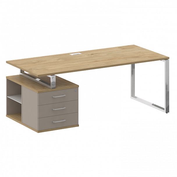 Стол с опорной тумбой "Shift" SK.SRT-200 тиквуд светлый/капучино - Вид 1