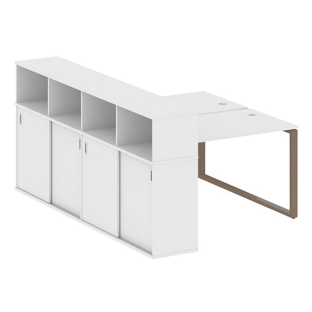 Metal System Р. ст. с шкафом-купе на О-образном м/к БО.РС-СШК-4.2 Т Белый/Мокко металл 1610*2332*1098 - Вид 1