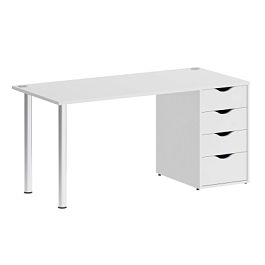 Home Office Стол письменный VR.SP-3-158.4 Белый бриллиант/Хром опоры 1580*720*750 - Фото предпросмотра