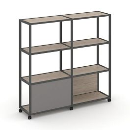 Shelf Mobile Стеллаж 4 уровня 2 секции VR.LT-STK-413.10 Дуб Аттик/Металл Антрацит/W-11 1970*400*1523 - Фото предпросмотра