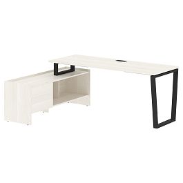Стол с тумбой EVCT 19614 Ясень Траун/Черный 1960х1400х750 EDIS - Фото предпросмотра