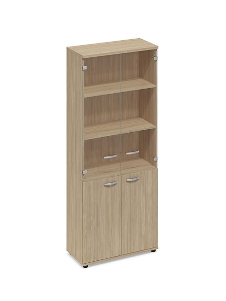 Шкаф для документов со стеклянными прозрачными дверьми A4 А4 9379 БП дуб скандинавский - Вид 1