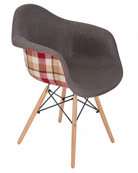 Стул обеденный DOBRIN DAW THOMAS (ножки светлый бук, сиденье 010 яркая клетка, серая ткань) - Вид 7