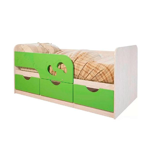 Кровать детская Минима "Лего 1860" (1892х770х850) дуб атланта/лайм глянец (снято) - Вид 1