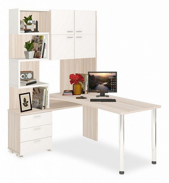 Стол компьютерный Домино СР-500М/160 Карамель/Белый левый - Вид 1