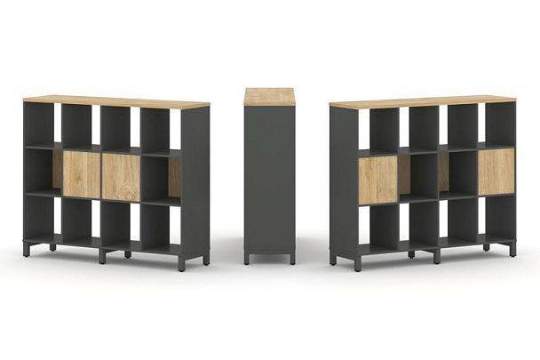 Style Project Набор стеллажа 2-х сторон., 3 яр. SN.NSD-341 Антрацит/Тиквуд Светлый/Металл Антрацит 1 - Вид 1