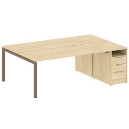 Metal System Quattro Р. ст. с тумбой на П-образном м/к 50БП.РС-СТП-2.5 Акация/Мокко металл 2212*1475*750 - Фото предпросмотра