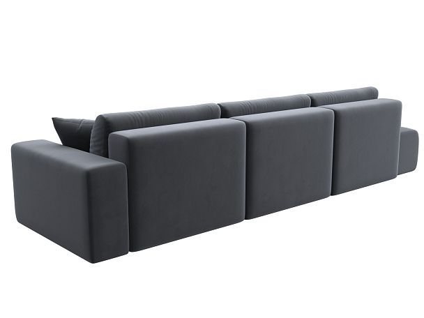 Диван прямой Лига-036 Модерн Лонг подлокотник справа Велюр серый - Вид 5