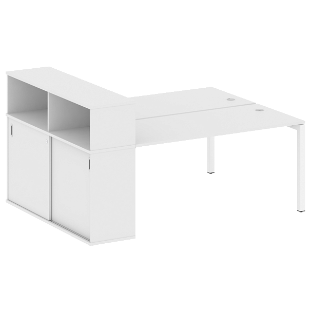 Metal System Quattro Р. ст. с шкафом-купе на П-образном м/к 50БП.РС-СШК-2.4 Т Белый/Белый металл 2010*1475*1098 - Вид 1