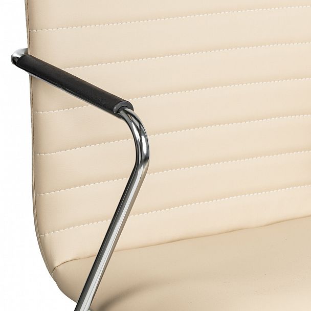 Кресло для приемных и переговорных BRABIX "Visit CF-101", хром, экокожа, бежевое, 532560 - Вид 4