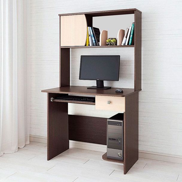 Стол компьютерный Грета-4 (900*1580*600) венге/дуб молочный - Вид 1