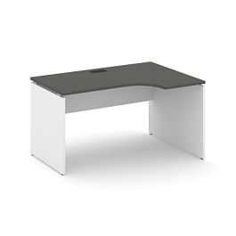 Стайл Проджект Стол рабочий эргоном. SN-D.SPA-001(R) Антрацит NEW/Белый/Черная Заглушка 1380*600/980 - Фото предпросмотра