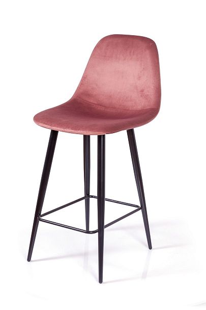Стул полубарный TED, бархат пудровый 15 /опора конус - Вид 4