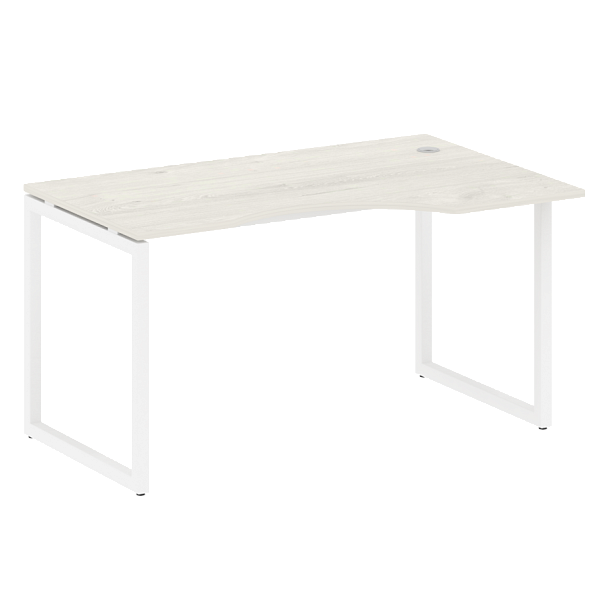 Metal System Quattro Стол криволинейный правый на О-образном м/к 40БО.СА-2 (R) Дуб наварра/Белый металл 1400*900*750 - Вид 1