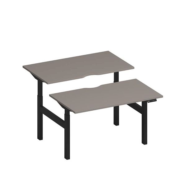 Рабочая станция на электроприводе с вырезами Elevo А2 ЧР 102.2 МП мокко премиум / черный гладкий - Вид 1