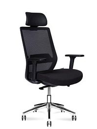 Кресло офисное / Mono black chrom / черный пластик / черная ткань / черная сетка / база хром - Фото предпросмотра