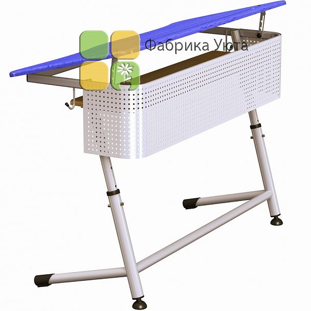 Парта "Премьера 2Р" с перф. экр., полочкой, угл.накл. стол., рег., цвет (2-6 гр) - Вид 1