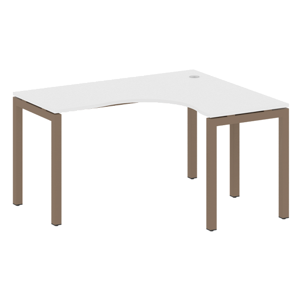 Metal System Quattro Стол криволинейный правый на П-образном м/к 50БП.СА-3 (R) Белый/Мокко металл 1400*1200*750 - Вид 1