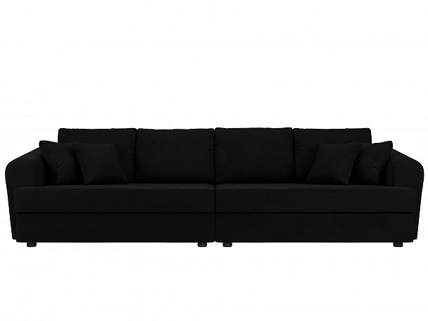 Прямой диван Милтон (полностью микровельвет черный) - Вид 2