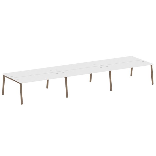 Metal System Р. ст. на 6 раб. места на А-образном м/к БА.СМ-6.5 Белый/Мокко металл 5400*1475*750 - Вид 1