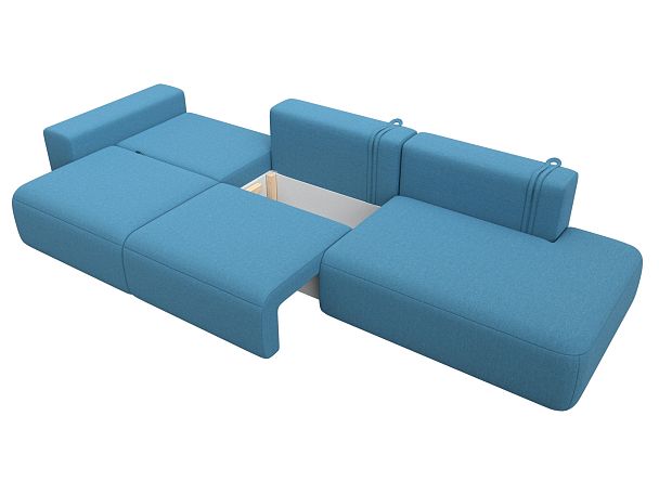 Диван прямой Лига-036 НПБ Модерн Лонг подлокотник слева Рогожка голубой - Вид 8