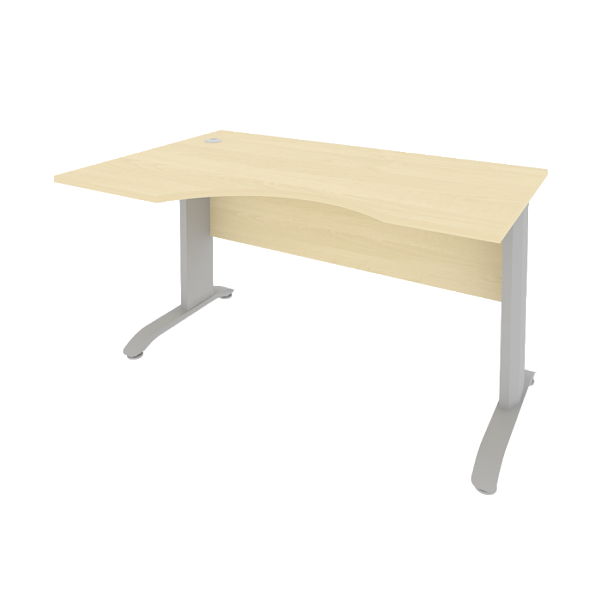 Riva Metal-L Стол криволинейный левый ПЛ.СА-2 (L) Клён/Тёмно-серый металл 1400*900*750 - Вид 1