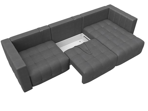 Диван угловой Лига-052 НПБ Лонг угол универсальный Замша серый - Вид 7