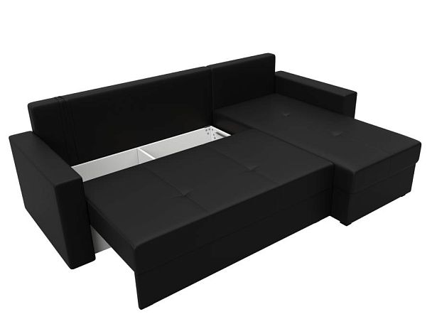 Диван угловой Верона Лайт угол правый (полностью экокожа черная) - Вид 7