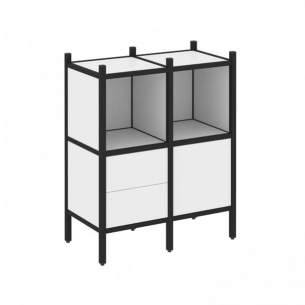 Стеллаж "Loft" VR.L-02 белый бриллиант/черный - Вид 1