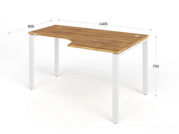 TANDEM RTD075-MK-140R-ME Стол угловой на металлокаркасе правый 1400х900х750 Таксония медовая/Белый - Вид 2