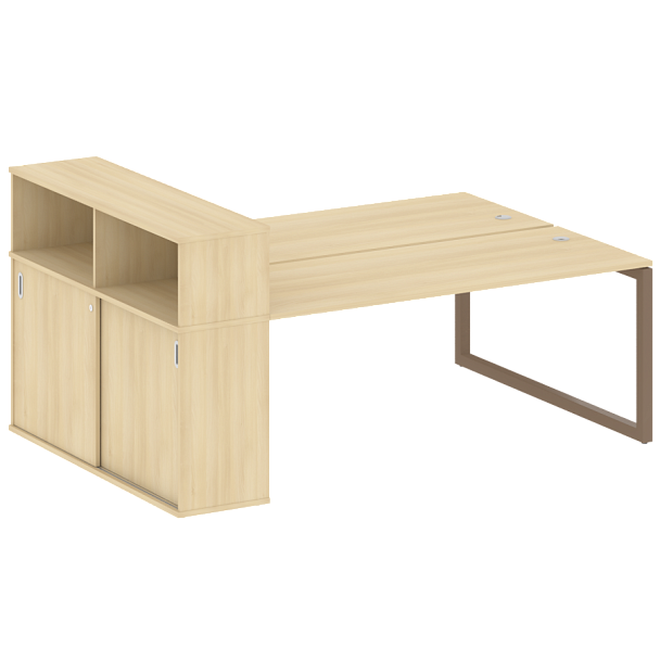 Metal System Quattro Р. ст. с шкафом-купе на О-образном м/к 50БО.РС-СШК-2.5 Т Акация/Мокко металл 2210*1475*1098 - Вид 1