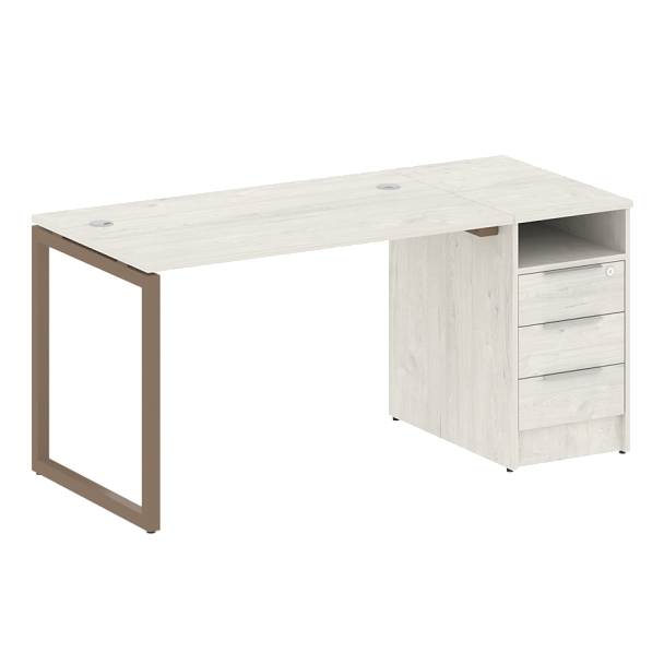 Metal System Quattro Р. ст. с тумбой на О-образном м/к 40БО.РС-СТП-1.2 Дуб наварра/Мокко металл 1612*720*750 - Вид 1