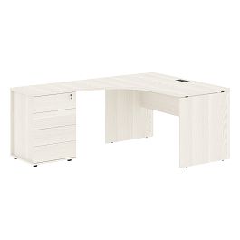 Стол эргономичный с тумбой EDCET 1318(L) Ясень Траун/Мокко 1360х1880х750 EDIS - Фото предпросмотра