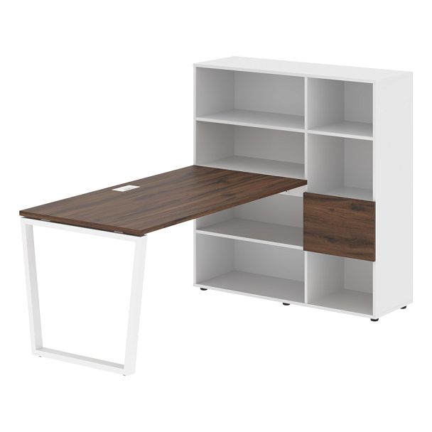 Стол-стеллаж EVRST 1215 Дуб Денвер тёмный/Белый/Белый 1990х1250х1355 EDIS - Вид 1