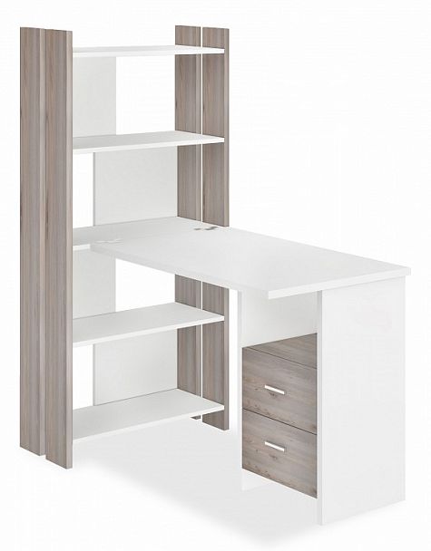 Стол компьютерный Домино Лайт СТЛ-ОВ+С100Прям+ТЯЛ Белый/Нельсон - Вид 1