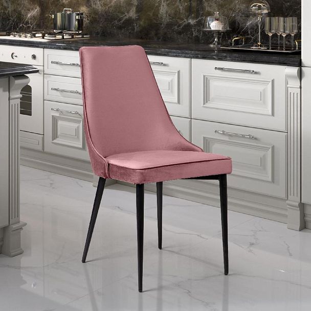 Стул Oliver, бархат пудровый 15/ чёрный конус - Вид 4