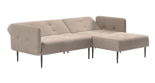 Monaco диван-кровать с шезлонгом, с подлокотниками, бархат пепельно-бежевый 25 - Вид 4