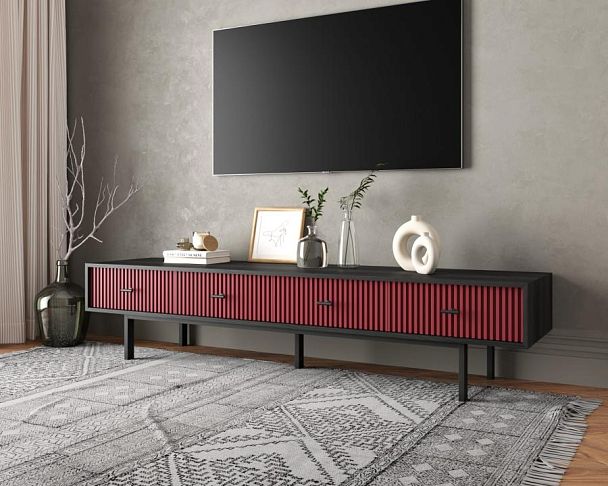 Комод с четырьмя ящиками под TV Emerson арт EM06/red/L - Вид 3