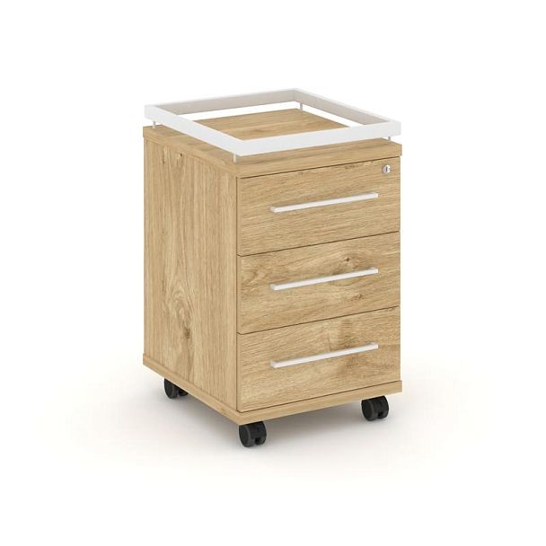 Rift Тумба мобильная усиленная + рамка RF.TM-003 Тиквуд Светлый/Металл Белый 416*460*665 - Вид 1