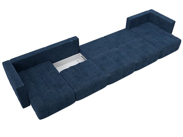 Диван П-образный Лига-052 НПБ МегаЛонг Велюр синий - Вид 9